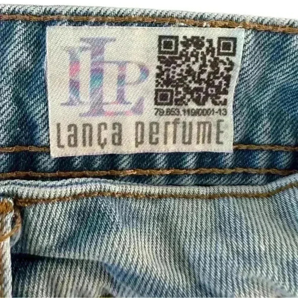 LANCA PERFUME NWOT Raw Hem High Ride W/Yellow Leather Logo Stitched On Sz 38/7 - Picture 3 of 13